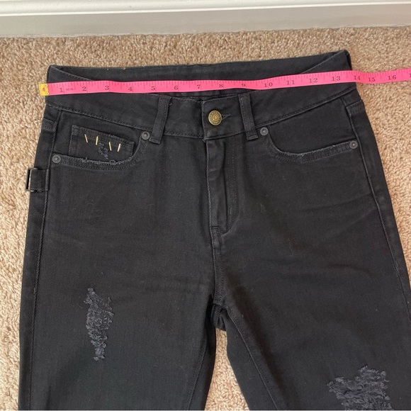 Zadig & Voltaire Eva Grunge Black Distressed Straight Leg Designer Jeans Size 25 - Picture 11 of 16